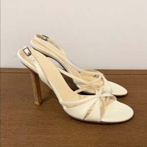 Cream Strappy Slingback High Heel Sandals - Celine Size 36